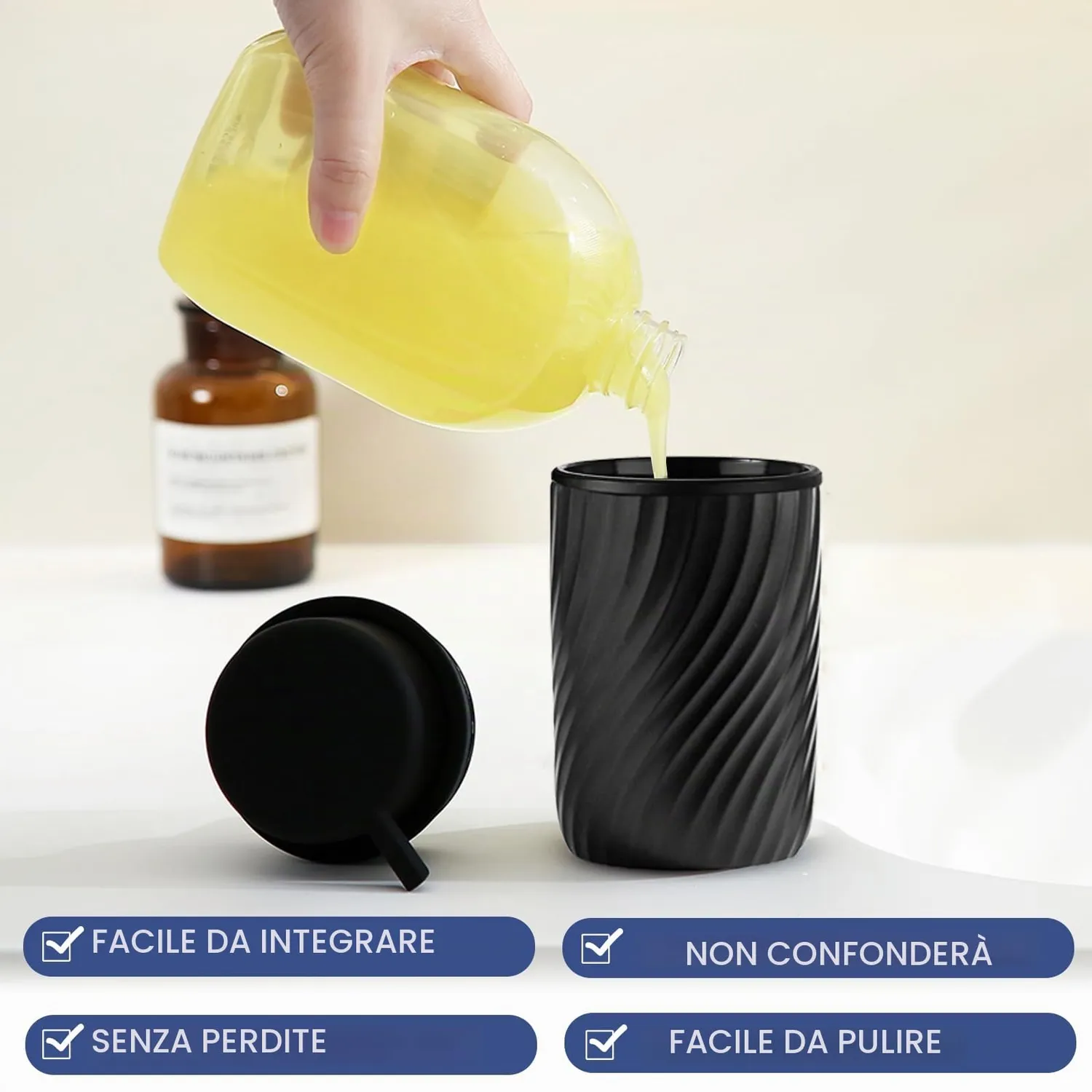 FGen dispenser sapone ceramica 340 ml nero schiumogeno