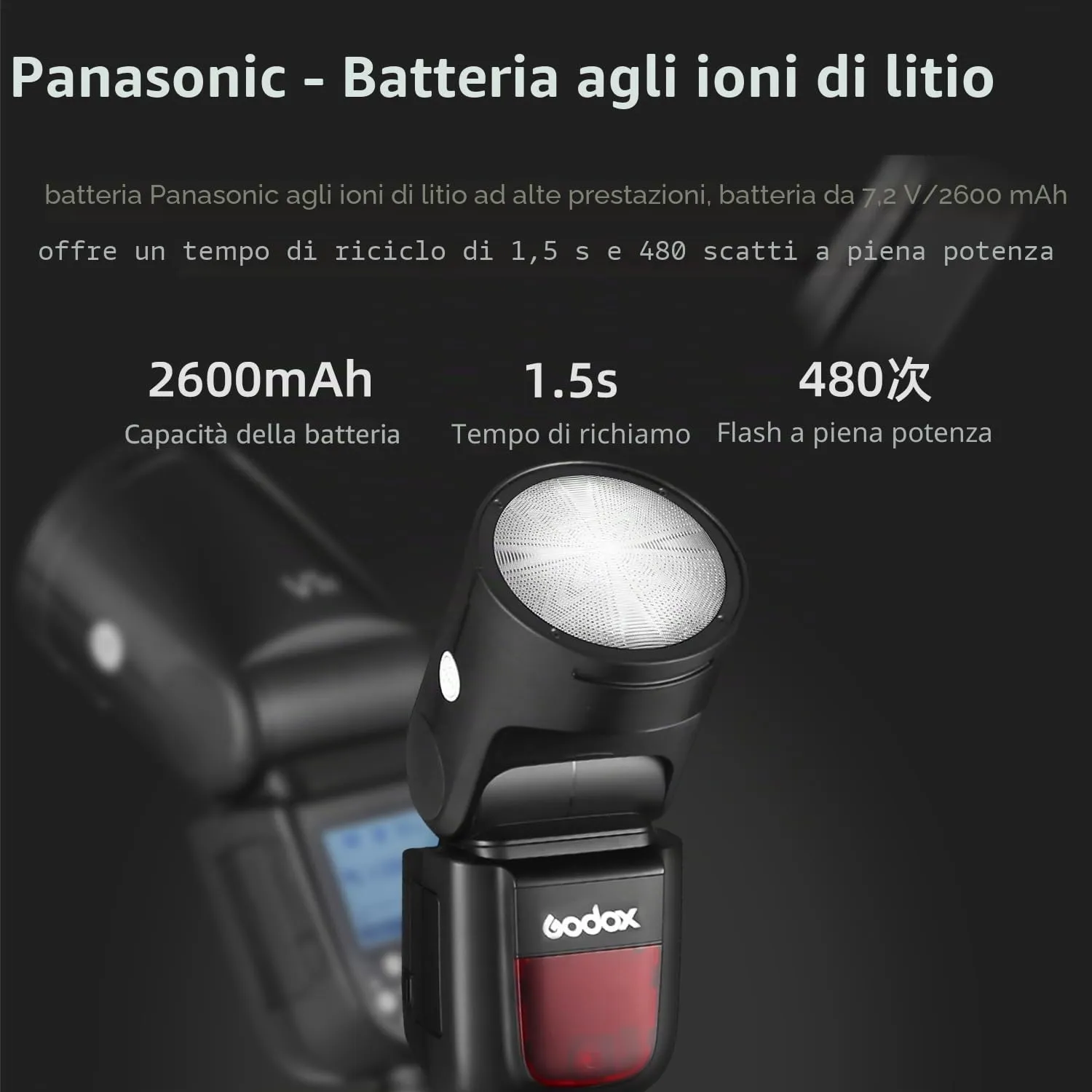 Godox V1-S Flash TTL per Sony Testa Rotonda 76Ws