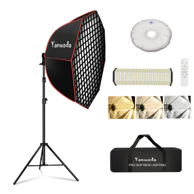 Yanuoda softbox 95cm kit luce LED 110W CRI 97 telecomando