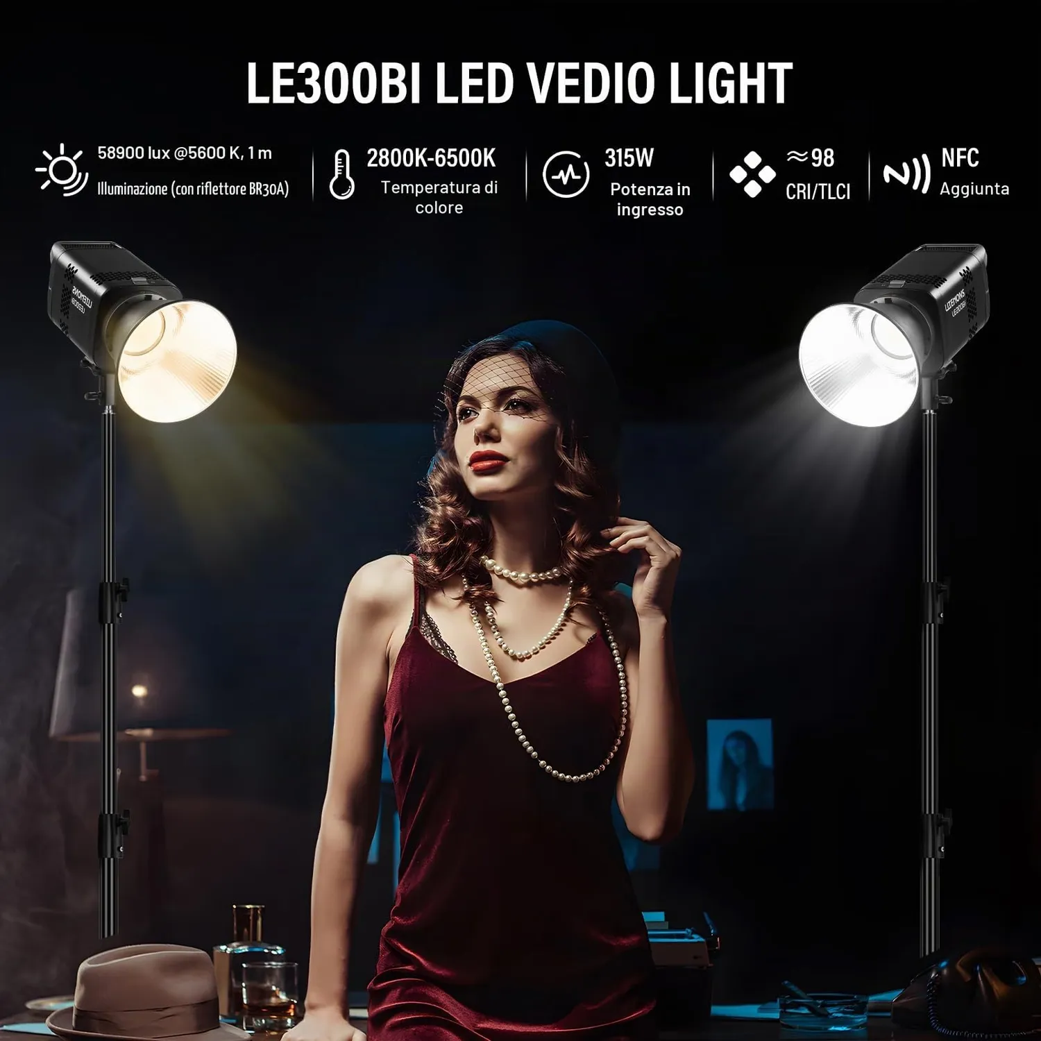 Godox Litemons LE300Bi luce LED 300W bicolore nera