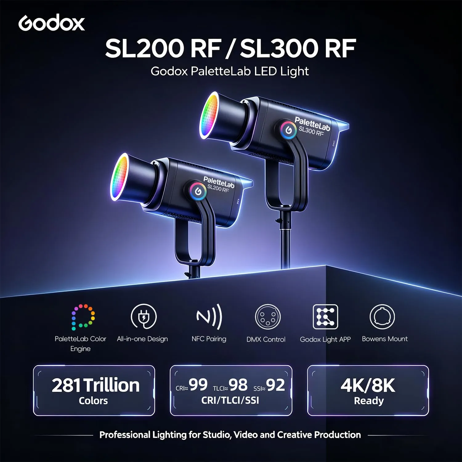Godox SL300III luce video LED 330W 5600K Bowens