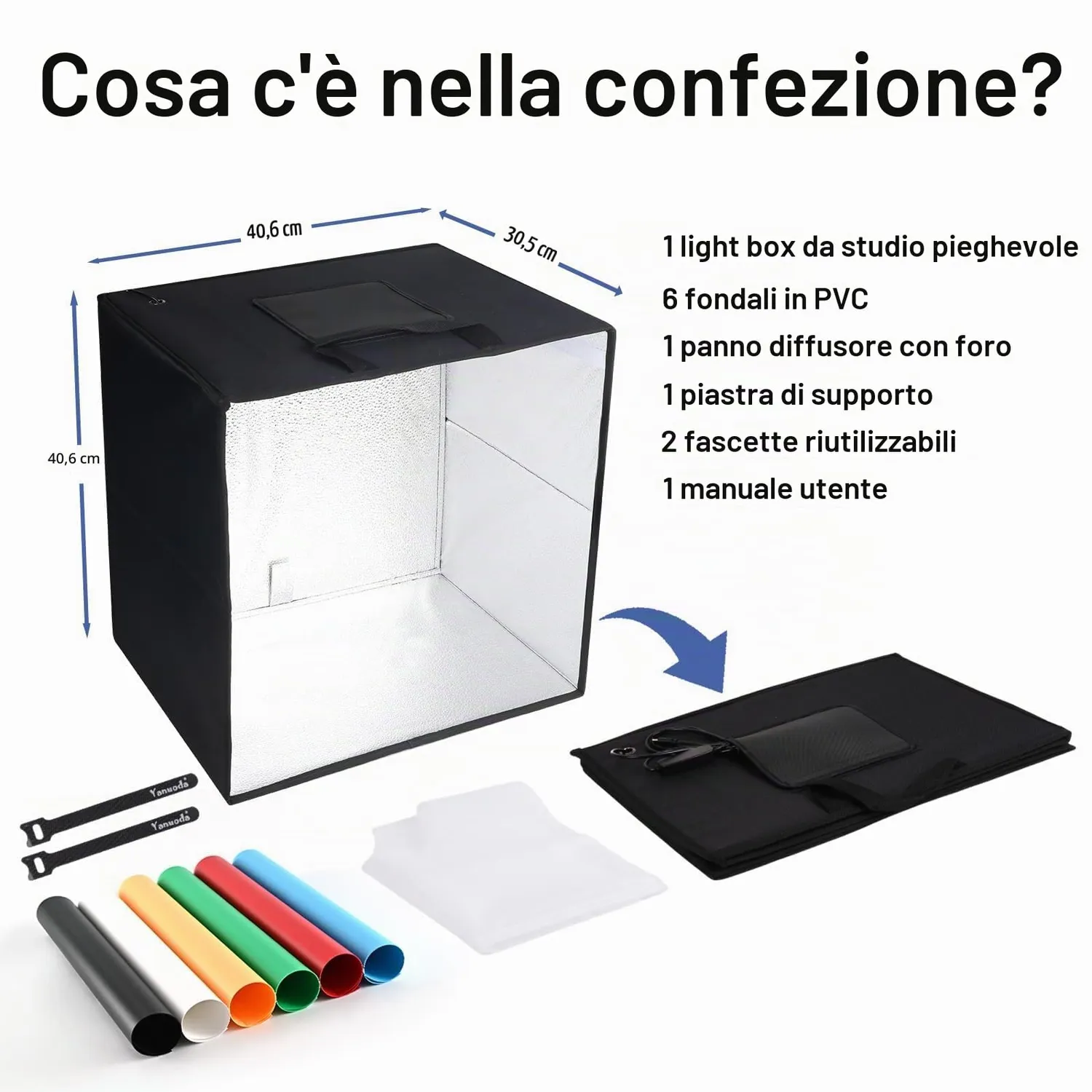 Yanuoda light box fotografica 40x30x40 cm 180 LED dimmerabile
