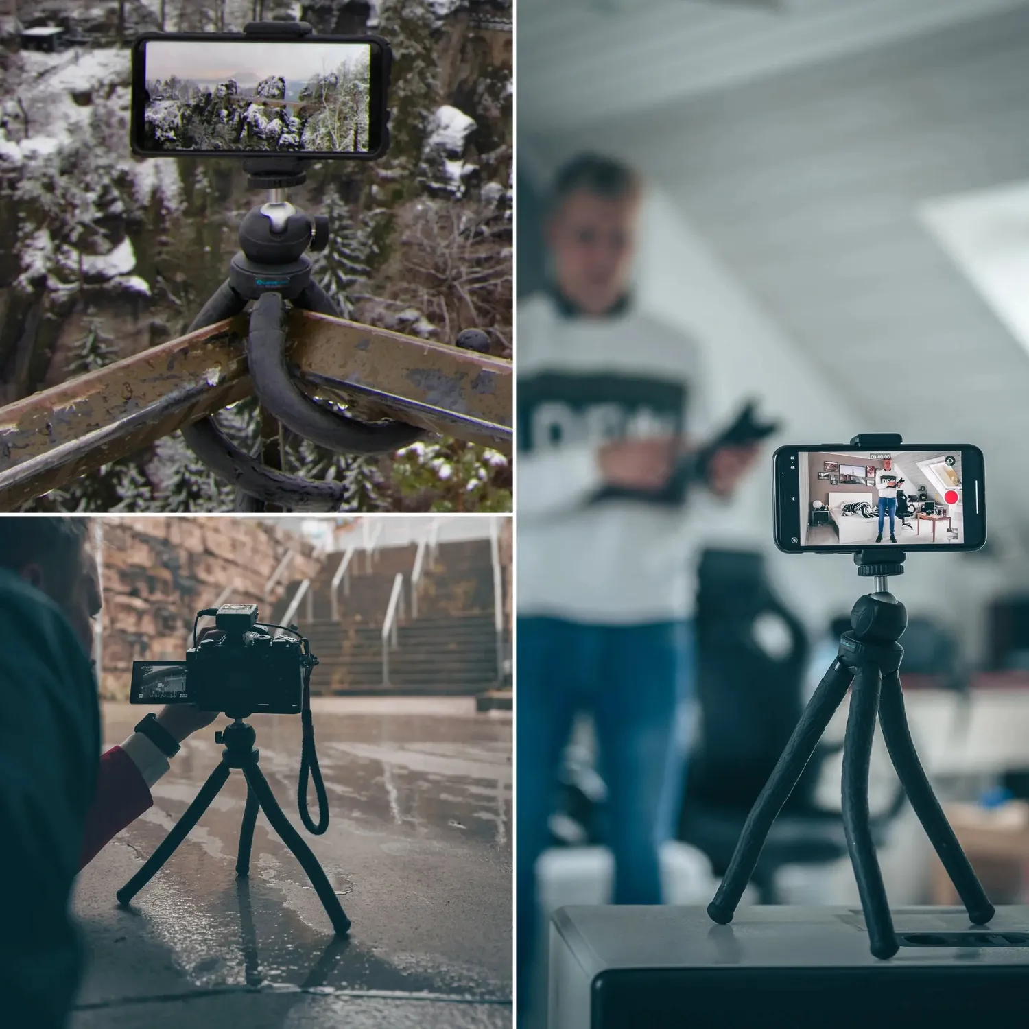 LENS-AID treppiede flessibile con testa a sfera in alluminio
