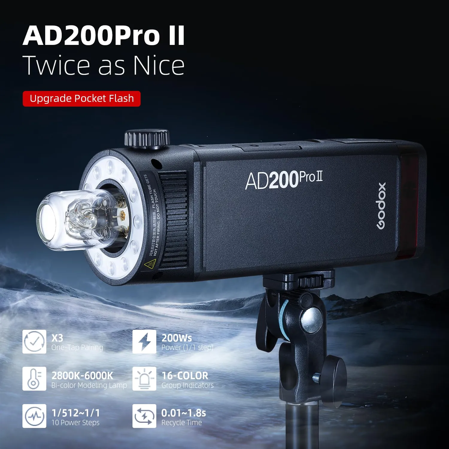 Godox AD200Pro II flash esterno TTL 200Ws tasca