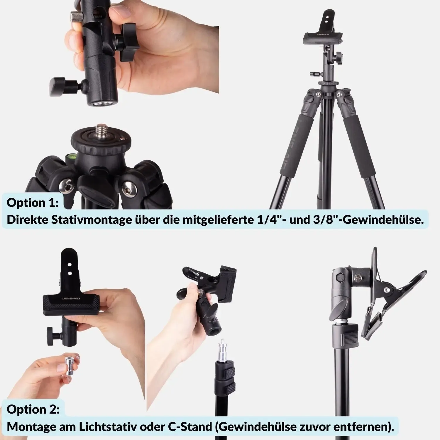Lens-Aid morsetto metallo per riflettori e fondali