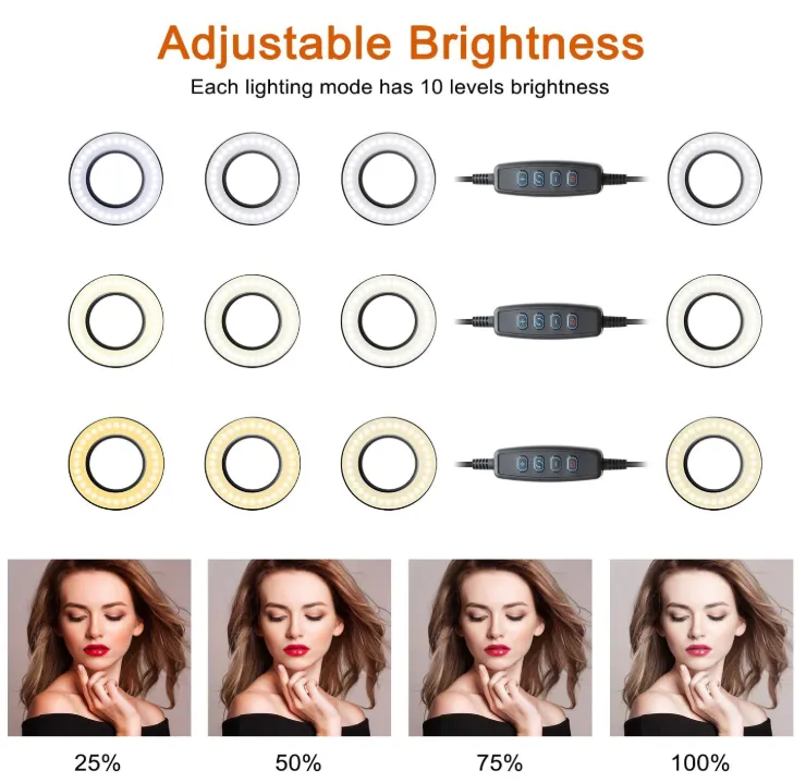 UBeesize Selfie Ring Light anulare con braccio flessibile USB