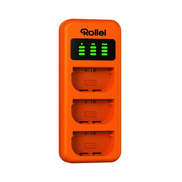 Rollei caricabatterie triplo Canon LP-E6 USB-C rapido