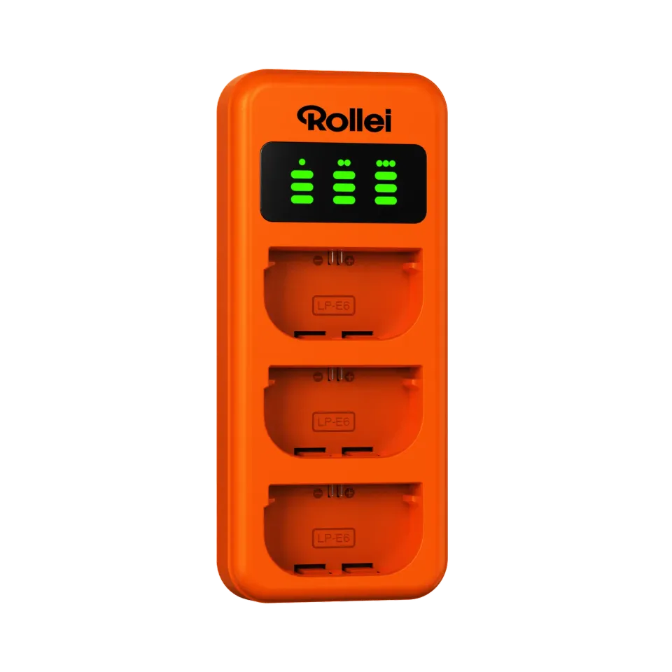 Rollei caricabatterie triplo Canon LP-E6 USB-C rapido