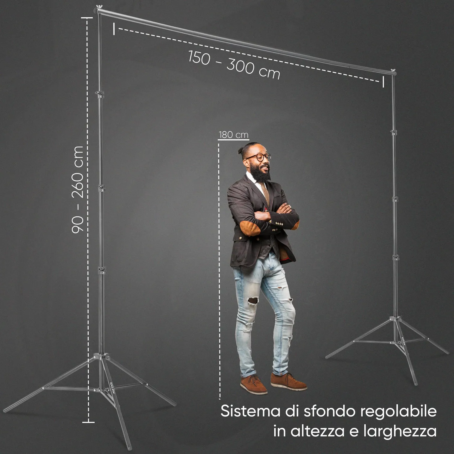 PIXETOOL Green Screen 3x3m Set Lusso con Supporto e 3 Teli