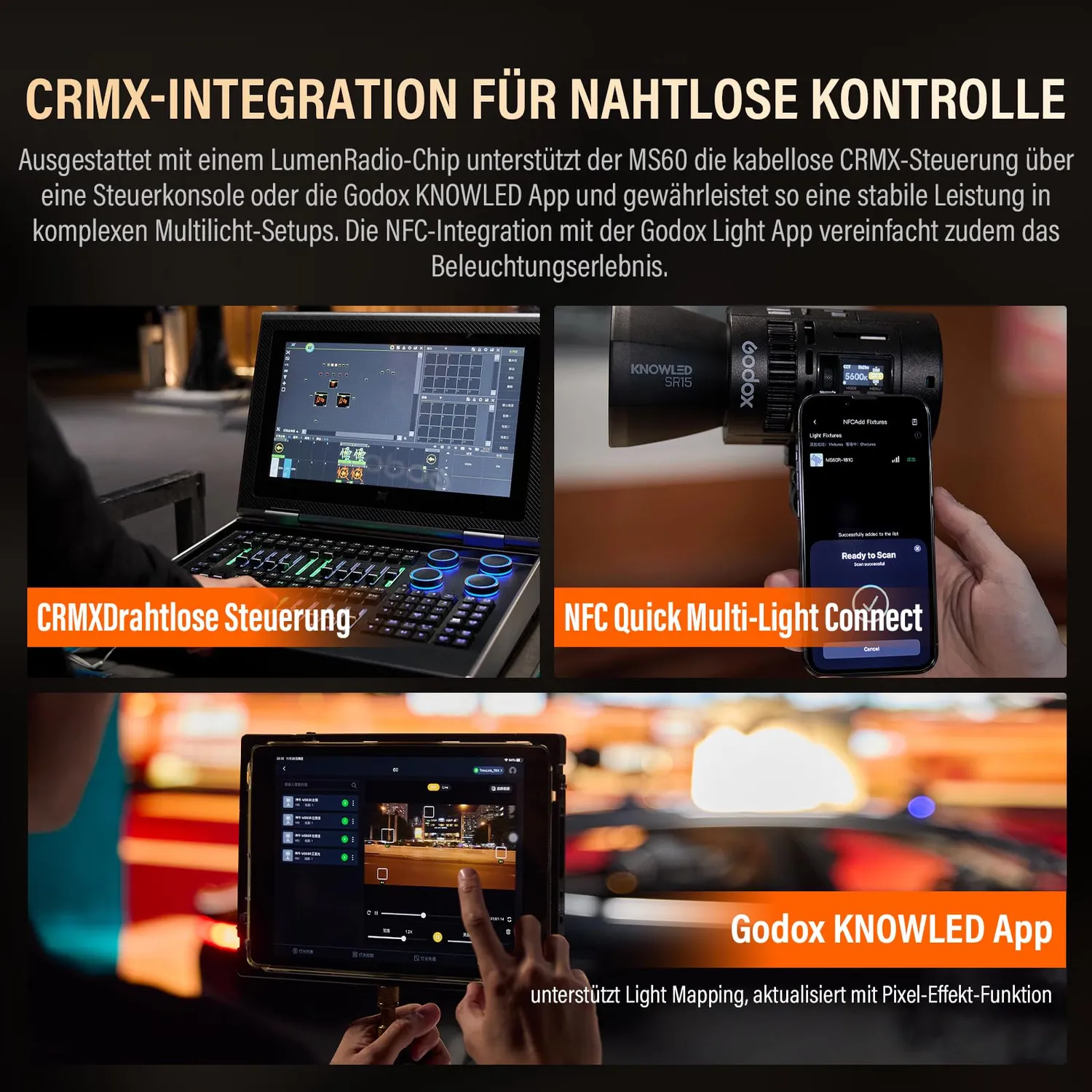 Godox Knowled MS60R luce LED video RGB kit con batteria