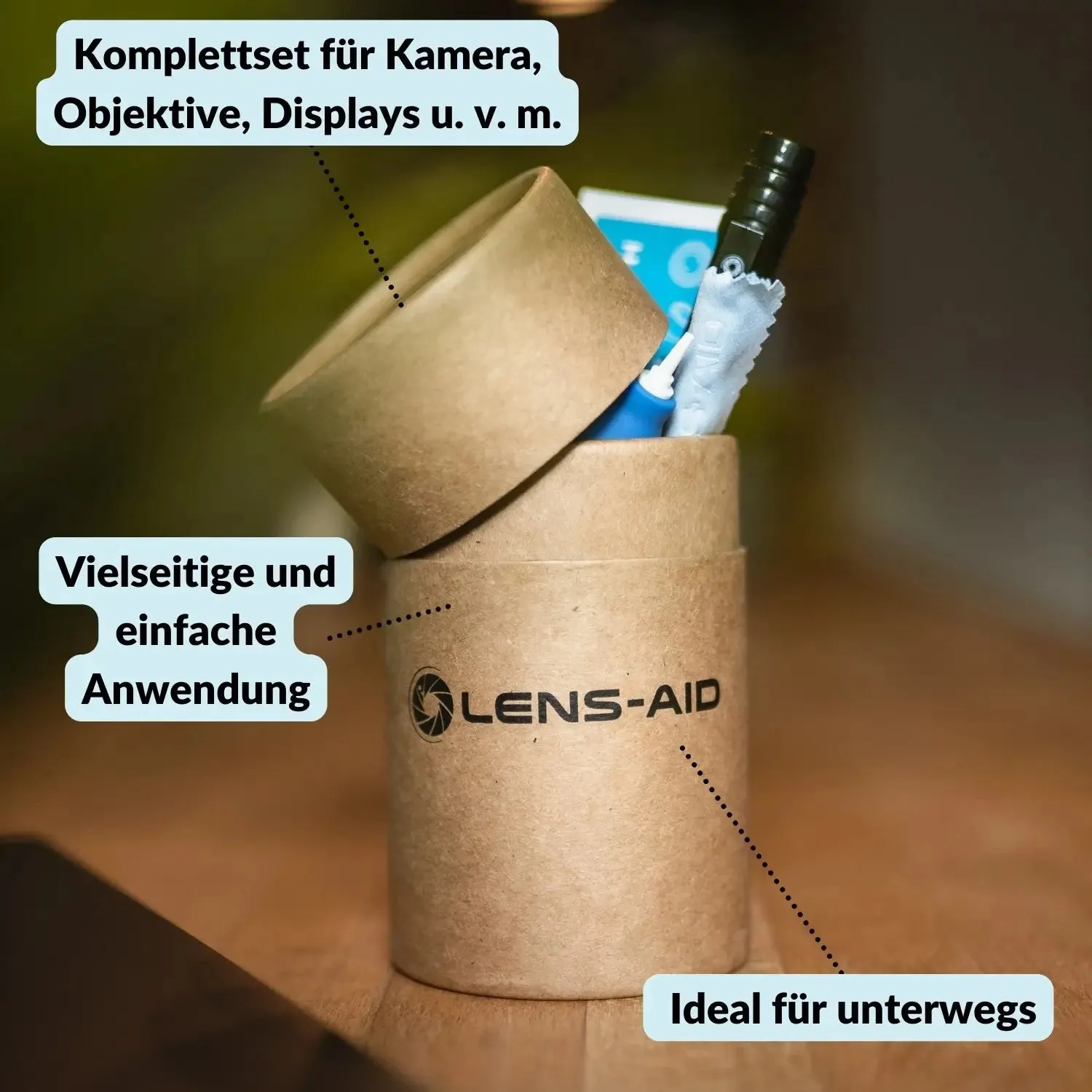 LENS-AID Kit Pulizia Fotocamera 8 in 1 per Lenti