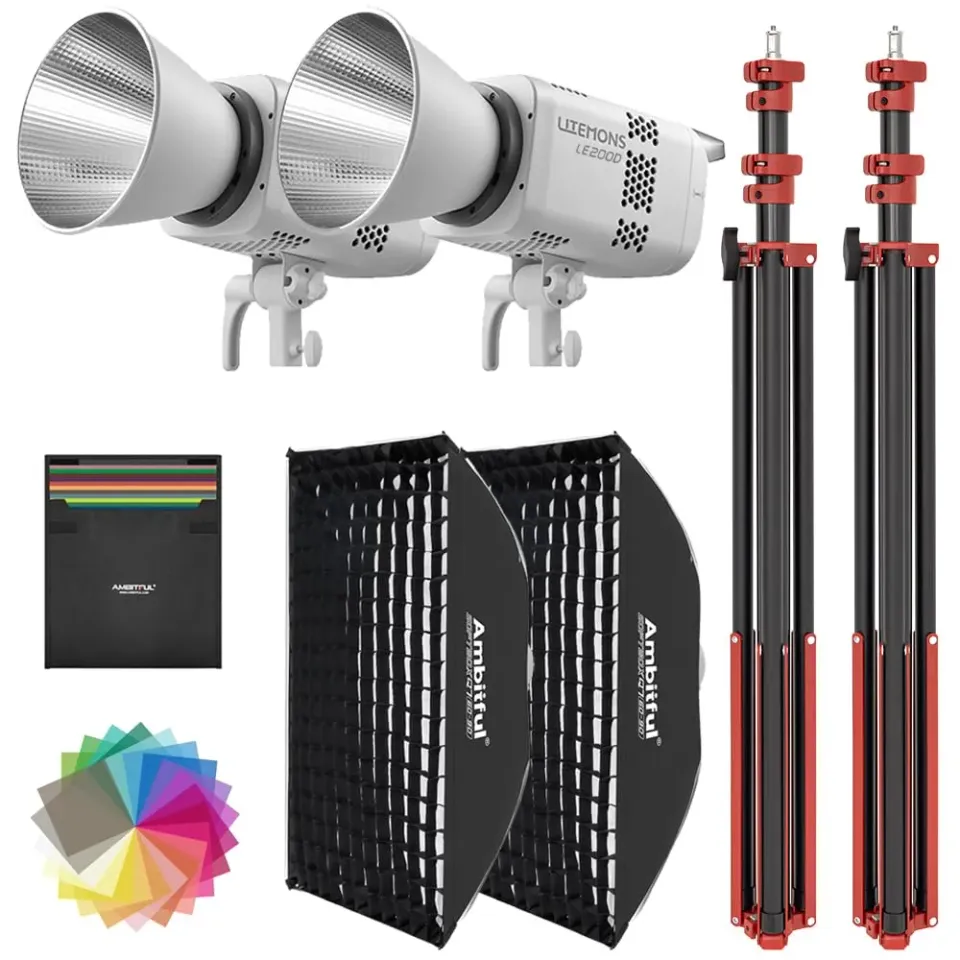 Godox LE200D luce LED video 220W kit studio softbox stativo