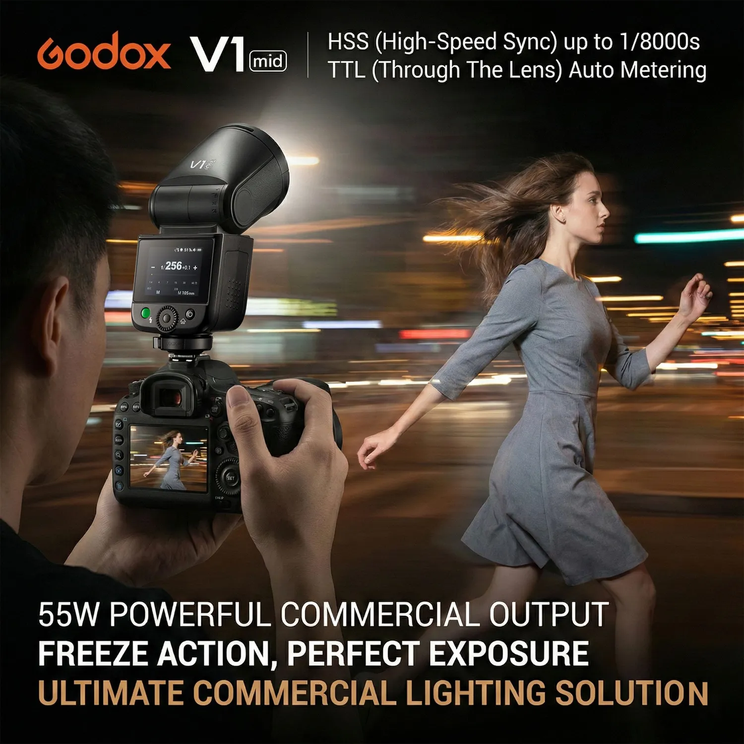 Godox V1 MID S flash TTL per Sony nero 55Ws