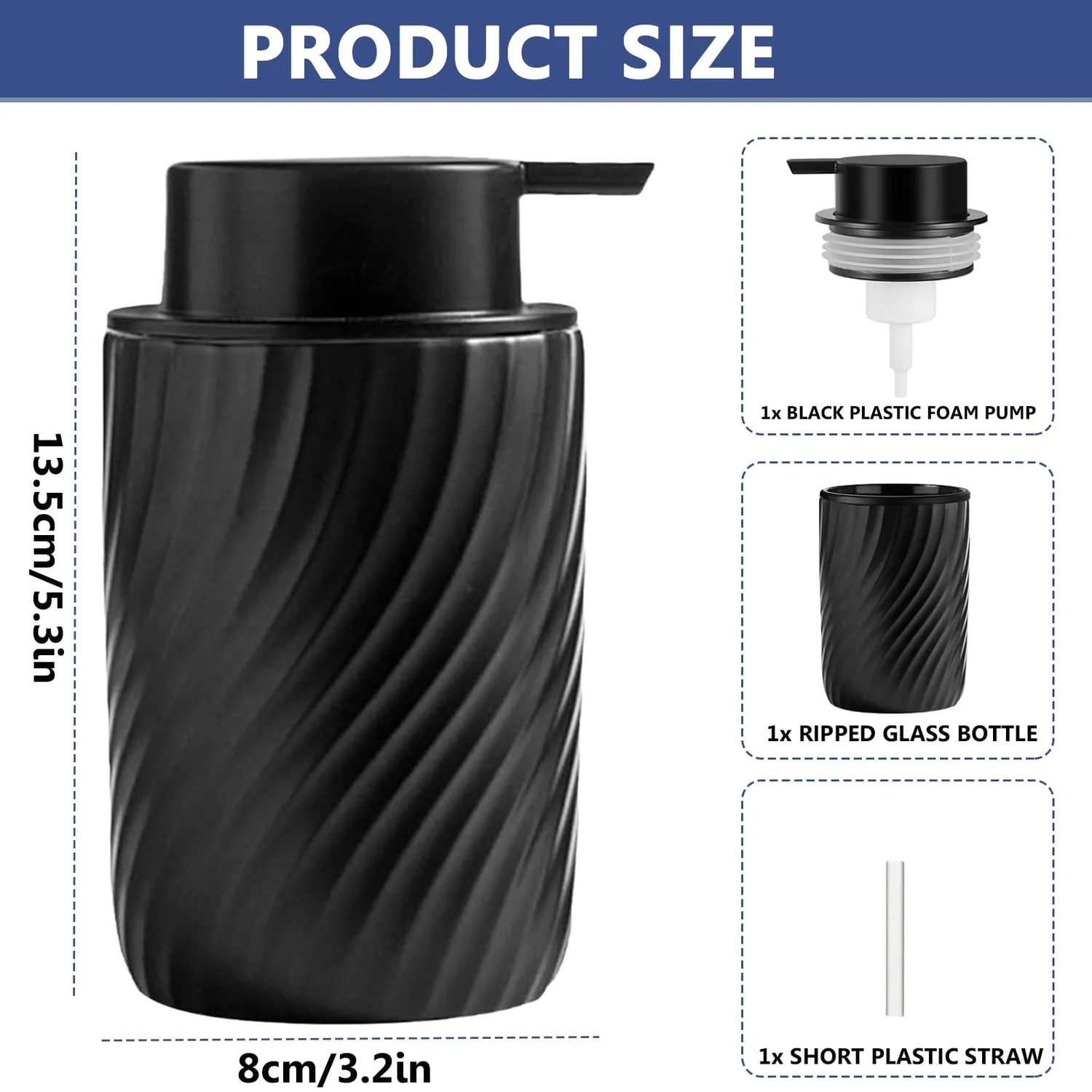 FGen dispenser sapone ceramica 340 ml nero schiumogeno