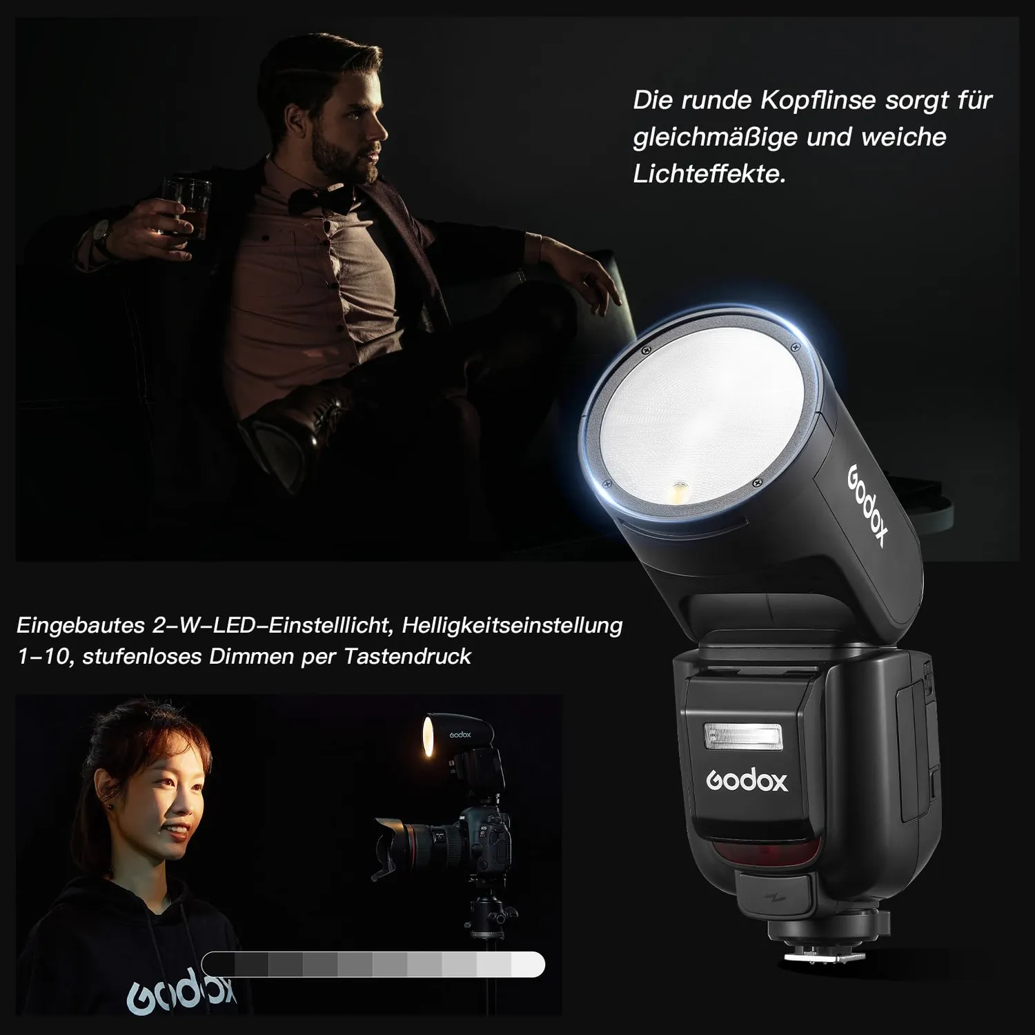 Godox V1 Pro C Flash TTL per Canon con SU-1 e LED