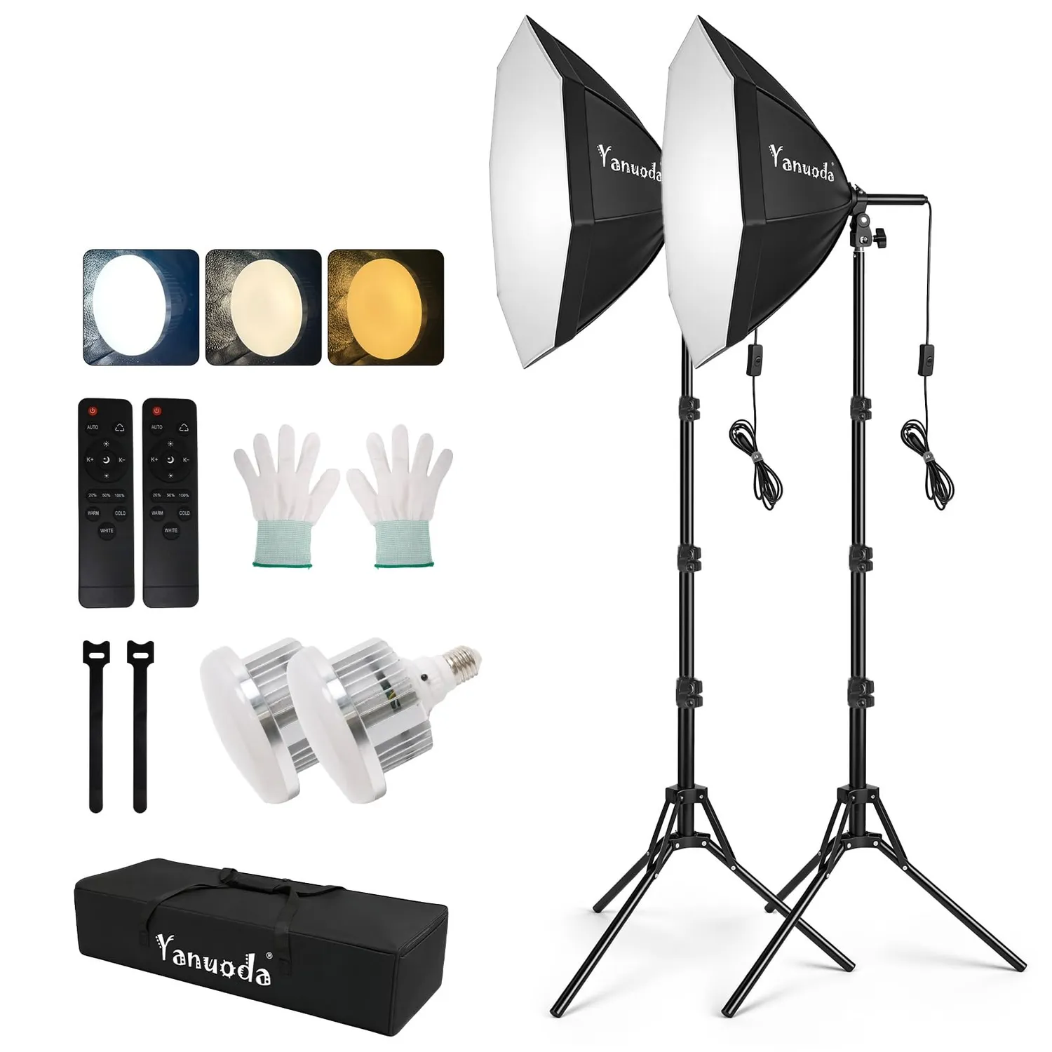 Yanuoda Softbox 40x40 kit luce studio 1 pezzo 7500K