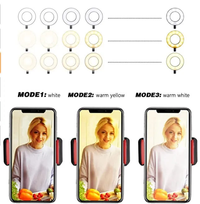 UBeesize selfie ring light clip 3 colori