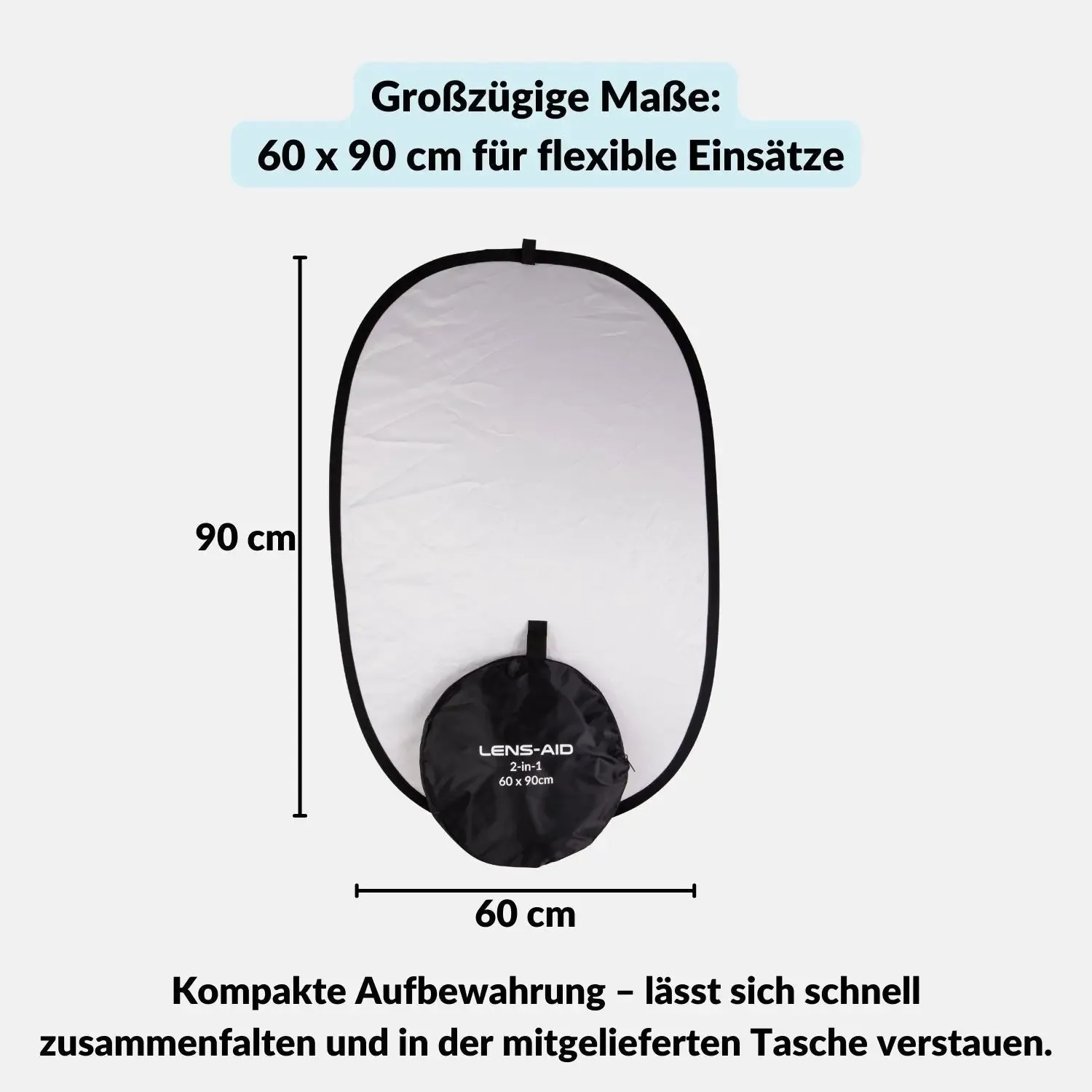 Lens-Aid riflettore pieghevole 2in1 60x90 cm