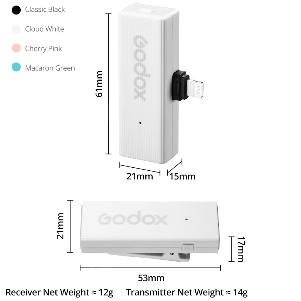 Godox MoveLink Mini LT Kit 2 microfono wireless bianco Lightning