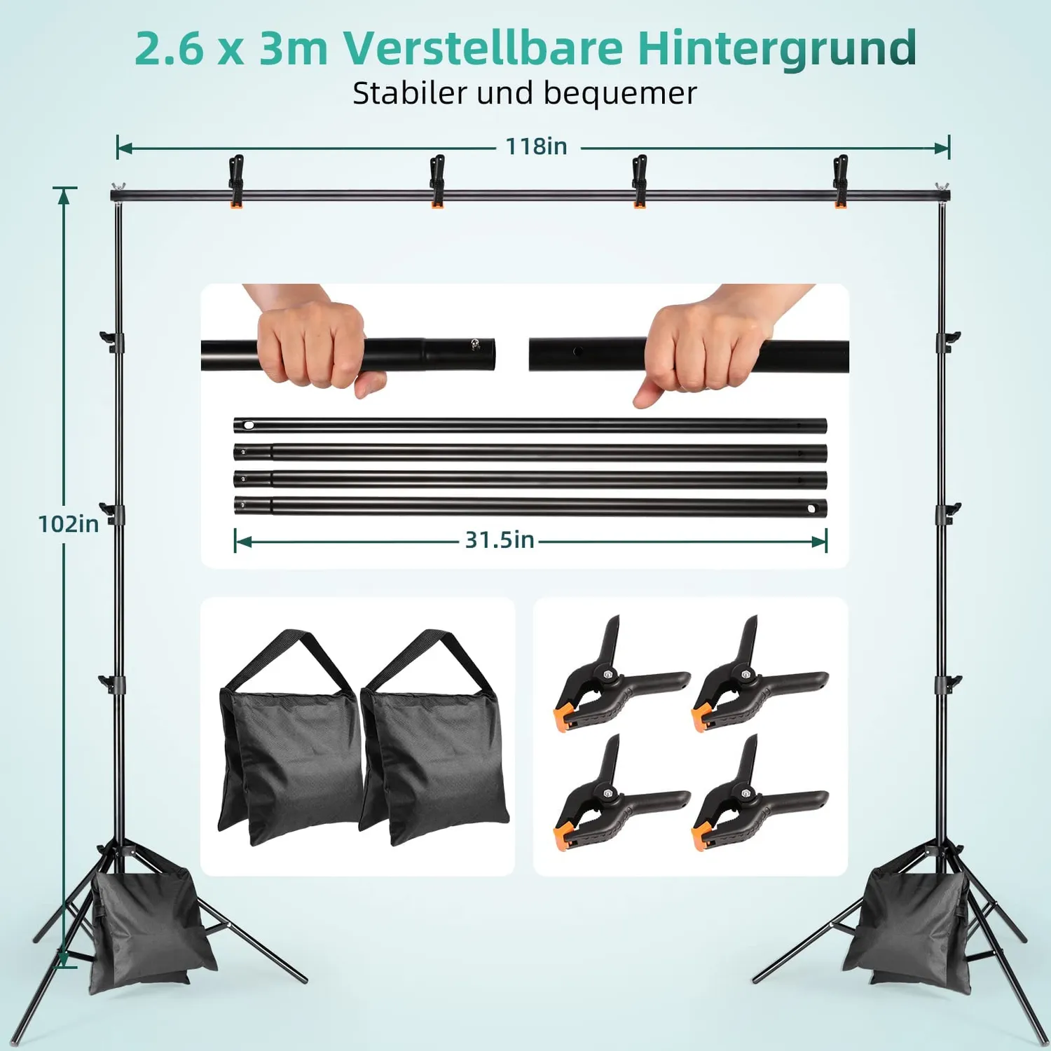 FGen kit studio fotografico softbox 2,6x3m 3 fondali