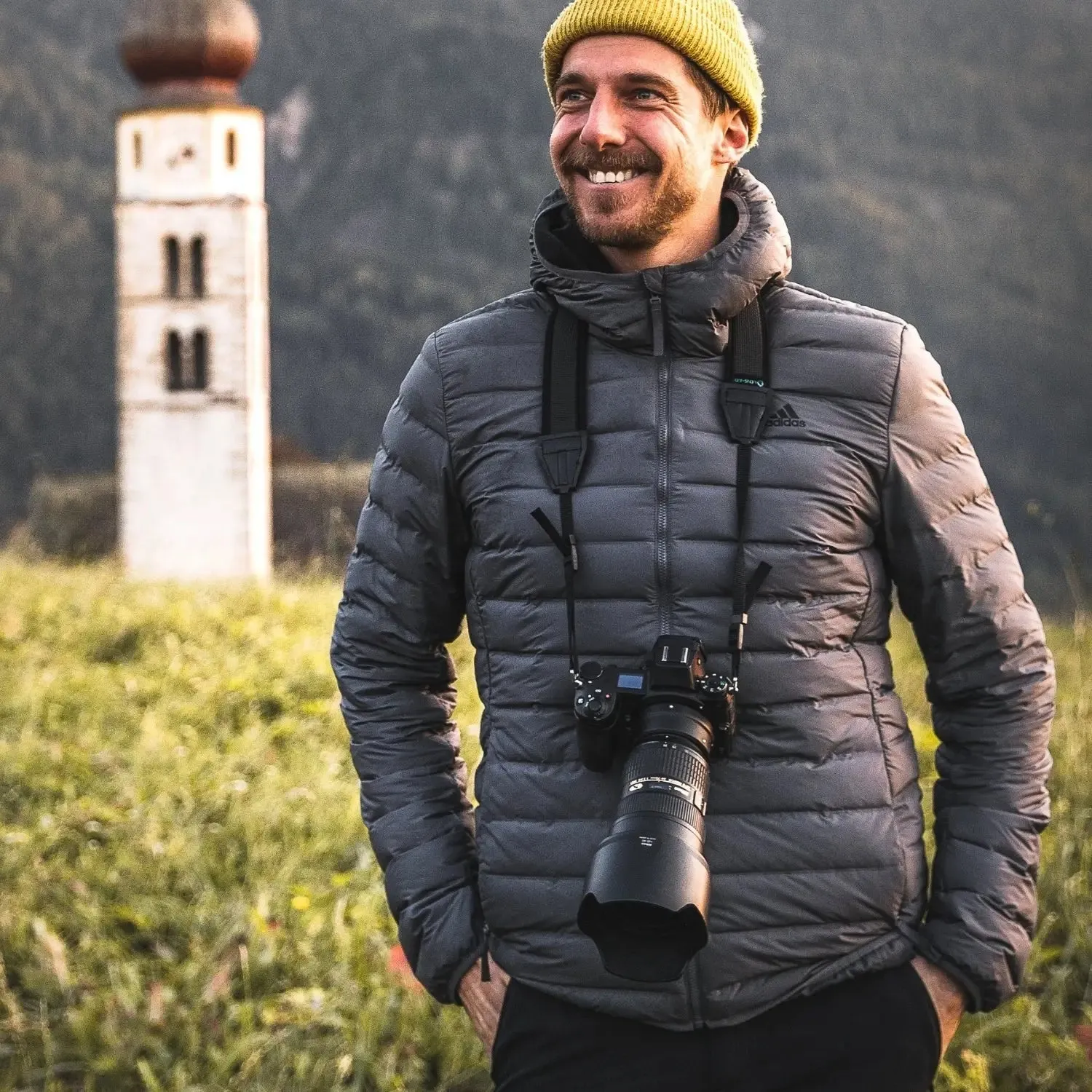 LENS-AID tracolla fotocamera neoprene imbottita nera