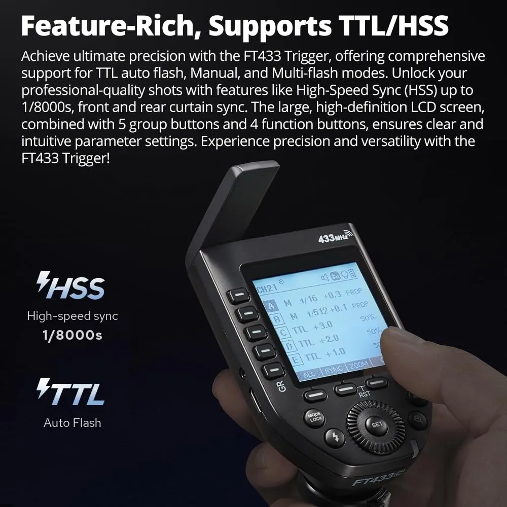 Godox FT433-S trigger flash TTL per Sony 433 MHz HSS