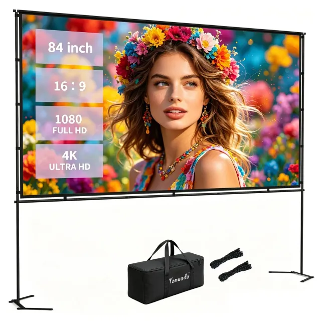 Yanuoda schermo proiettore 84 pollici 16:9 con supporto 4K
