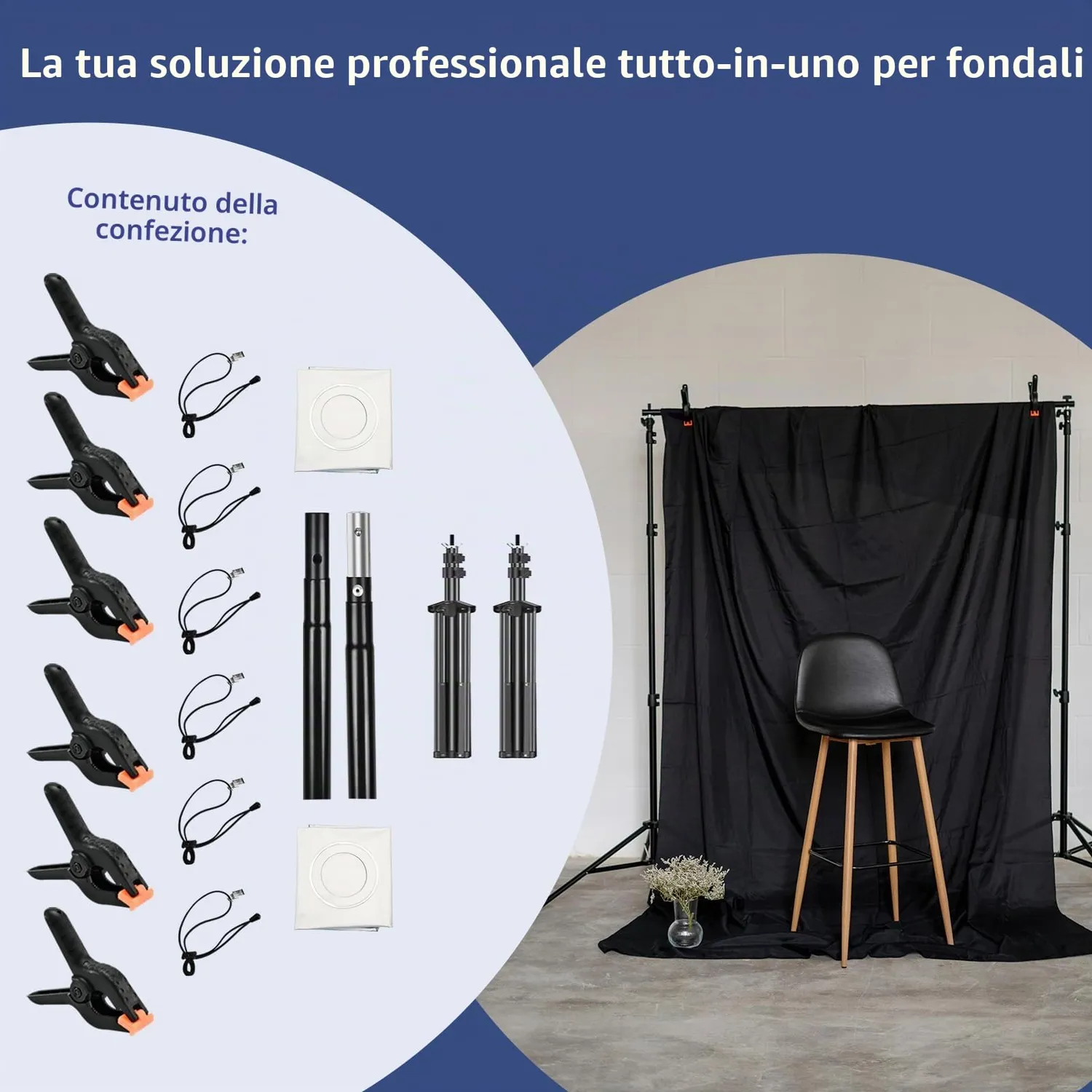 Yanuoda kit supporto sfondo fotografico 2,6x3m