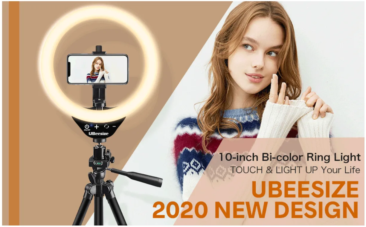 UBeesize Ring Light LED 10 pollici luce anulare con treppiede