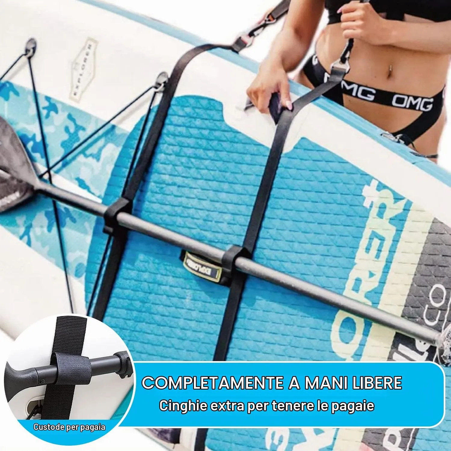 FGen Tracolla SUP surf tavola regolabile nera