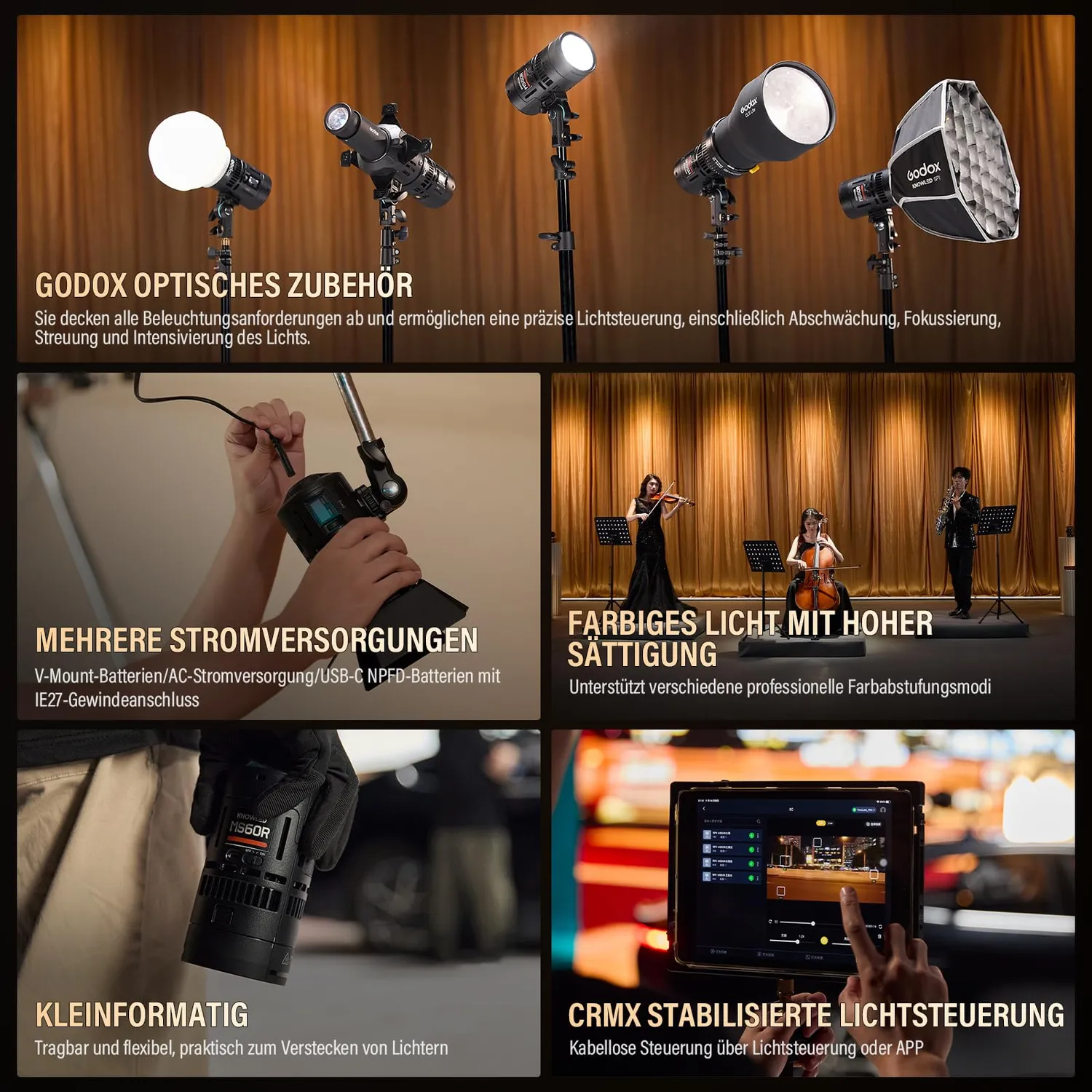 Godox Knowled MS60R luce LED video RGB kit con batteria