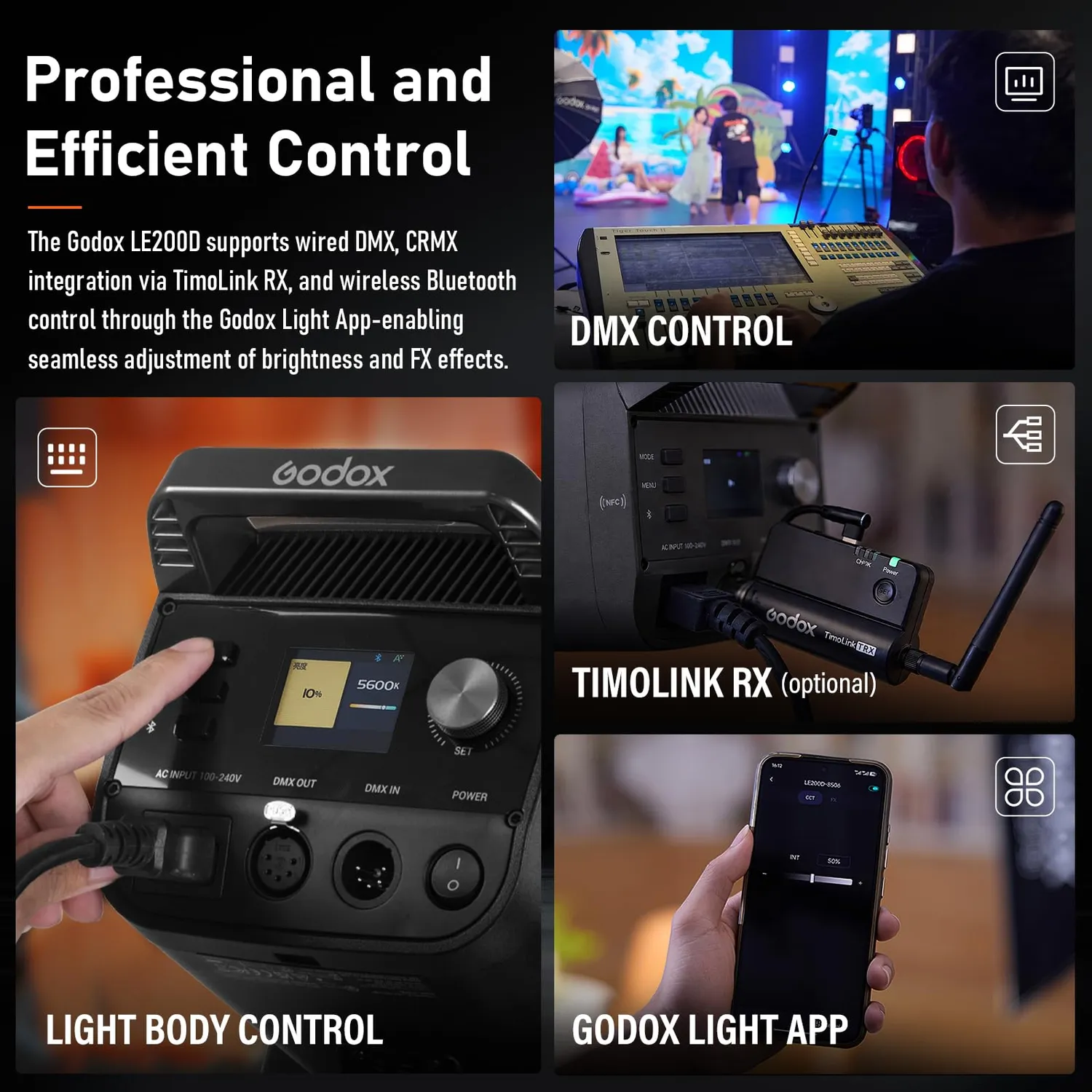 Godox Litemons LE200D luce video LED 2-pack Bowens nero