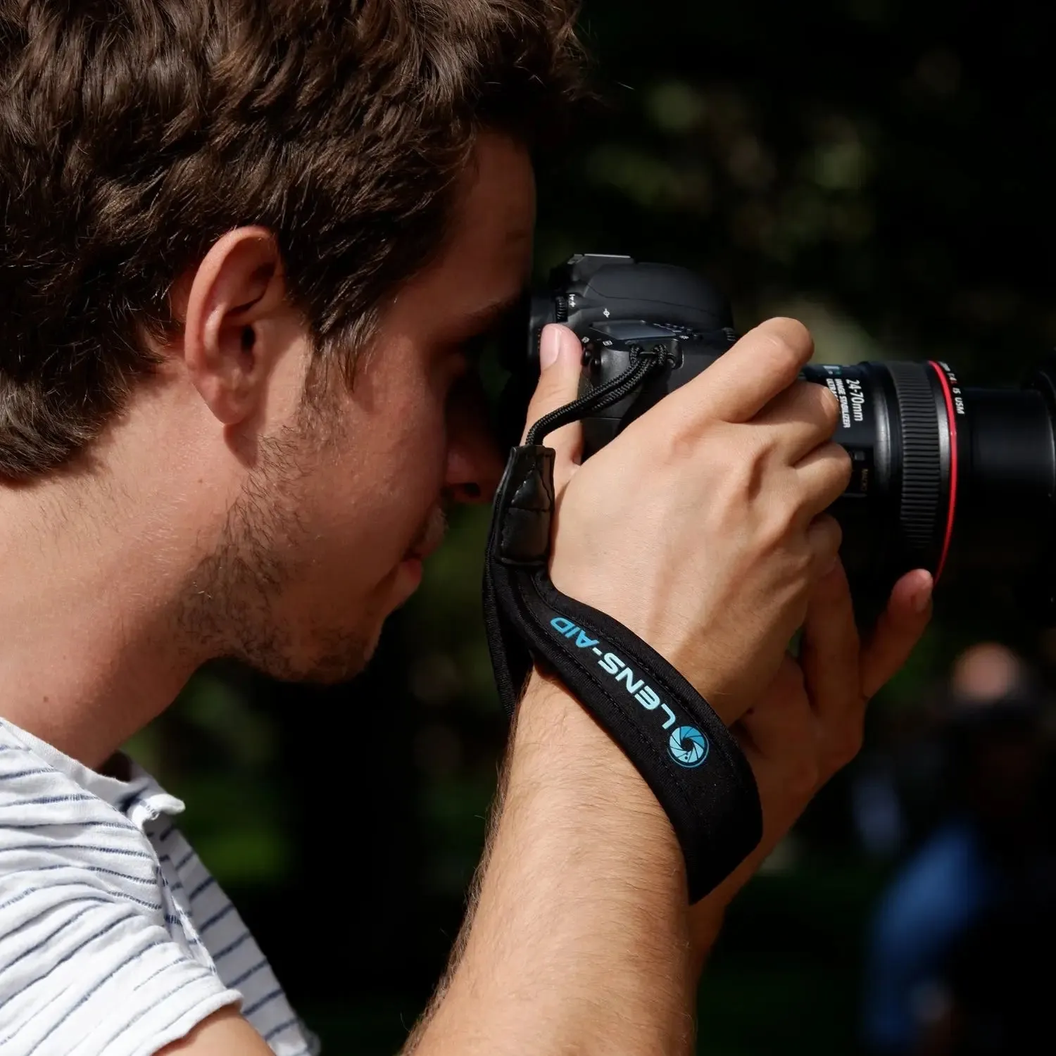 LENS-AID cinturino polso fotocamera neoprene nero imbottito