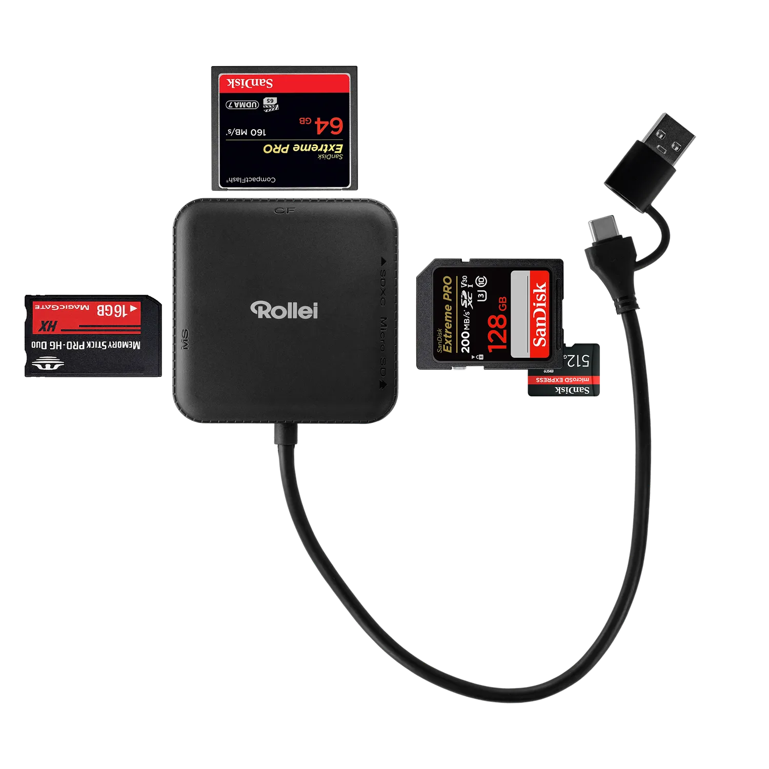 Rollei Lettore Schede 4-in-1 USB 3.0 con custodia