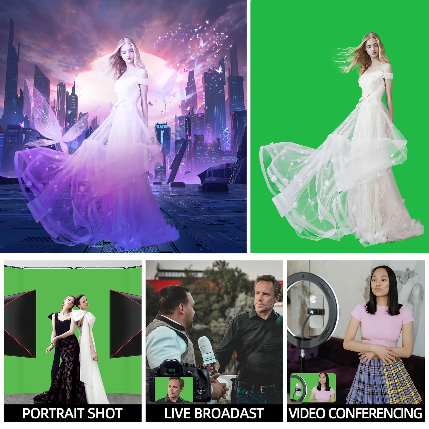 Yanuoda fondale green screen 3x3 m verde chromakey
