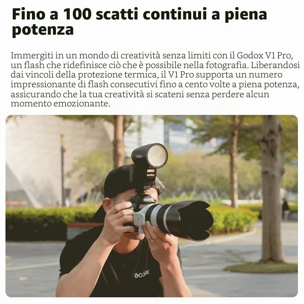 Godox V1Pro C flash testa rotonda per Canon 76Ws