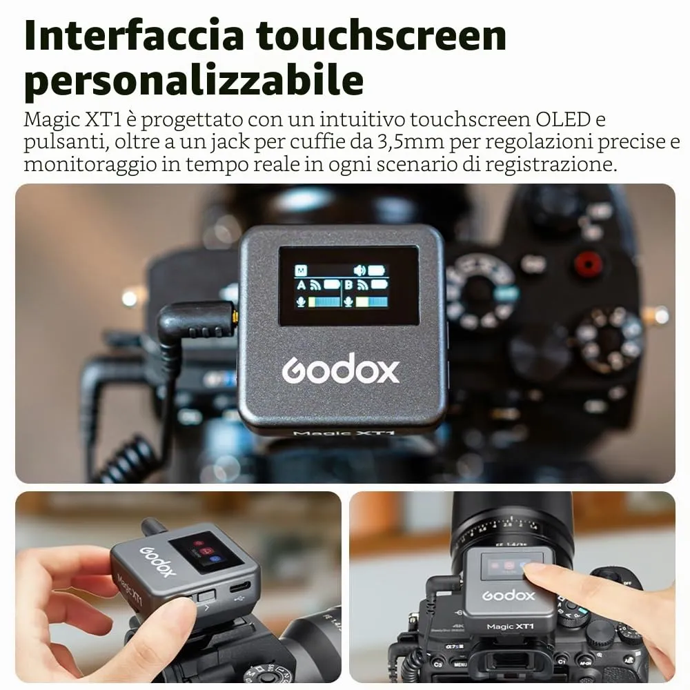 Godox Magic XT1 Microfono Wireless 2TX+RX Touch