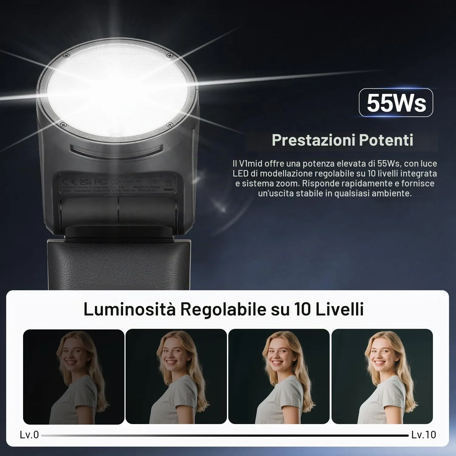 Godox V1mid-F flash speedlite TTL Fuji testa rotonda