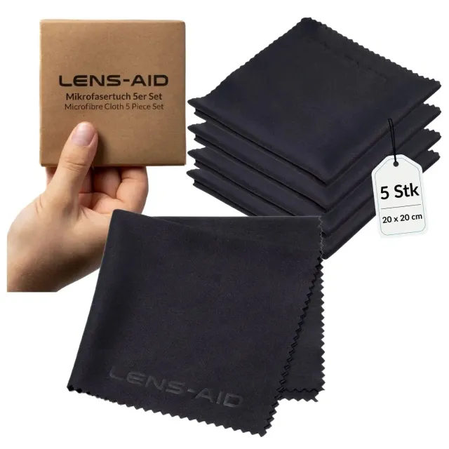 Lens-Aid set 5 panni microfibra 20x20 cm fantasia