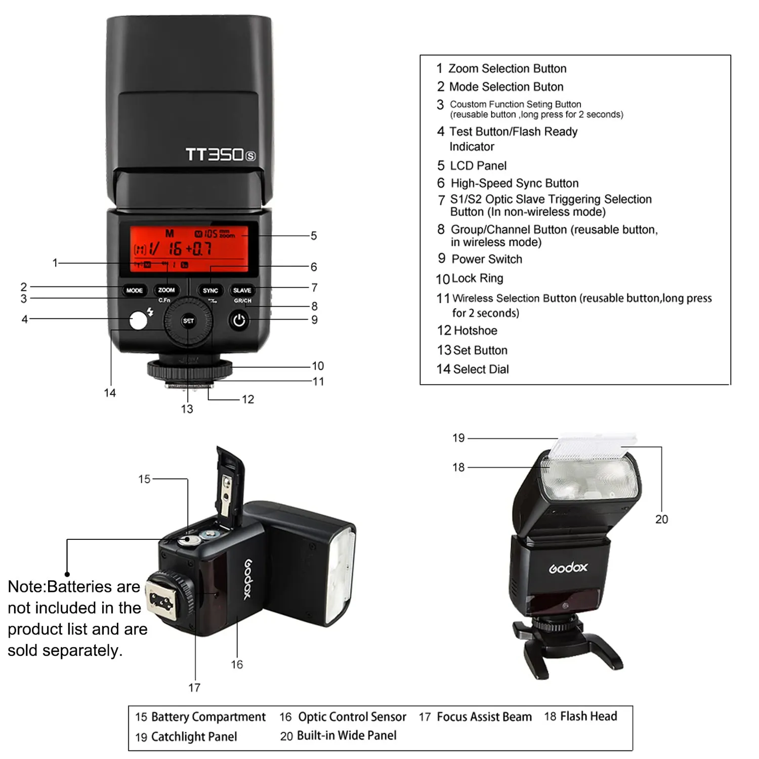 Godox TT350S flash speedlite per Sony TTL HSS
