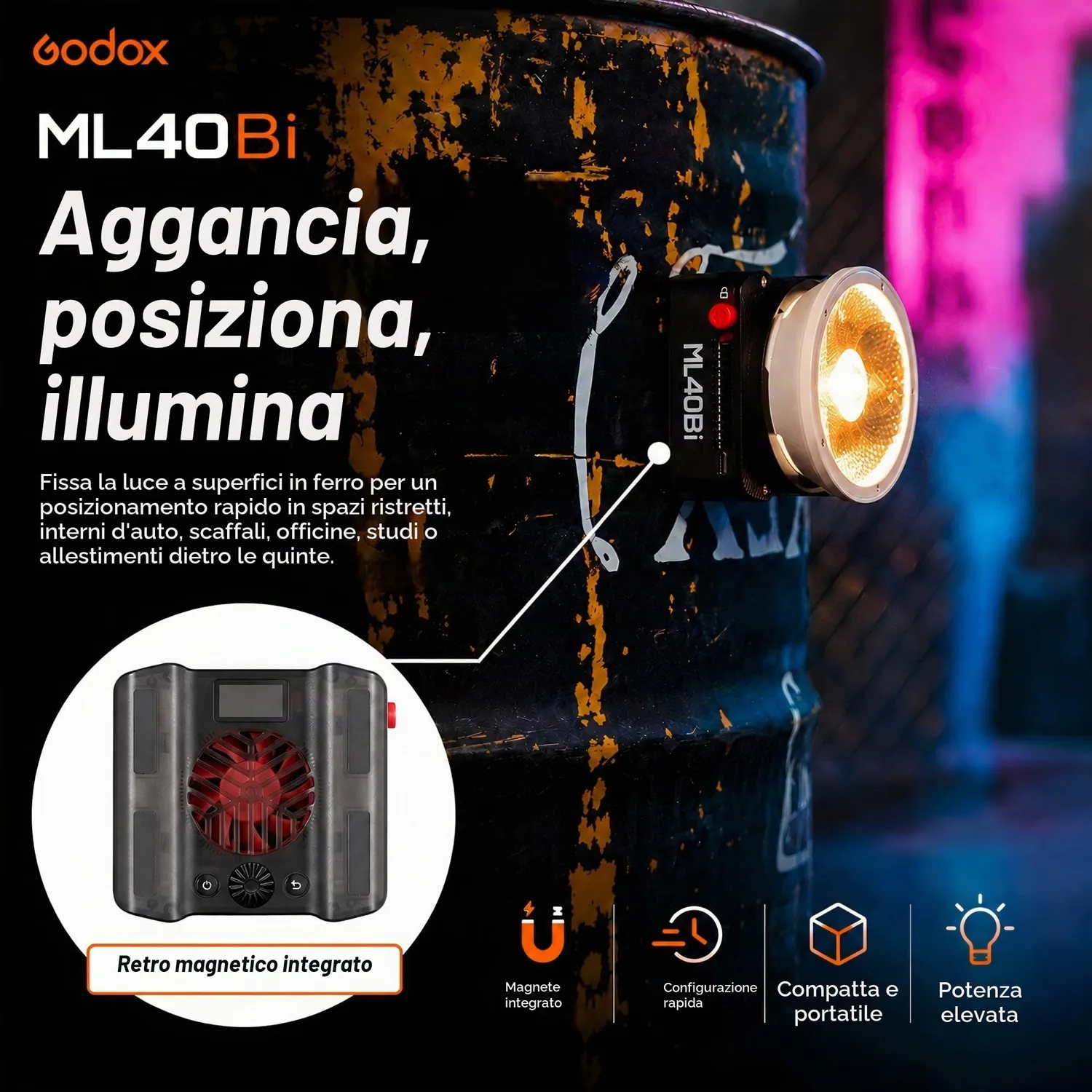 Godox Knowled ML40Bi Luce LED Video Bi-Color Palmare