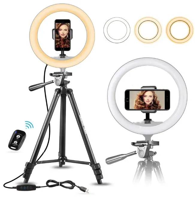 UBeesize 10.2" ring light anulare con treppiede 50" 3 colori