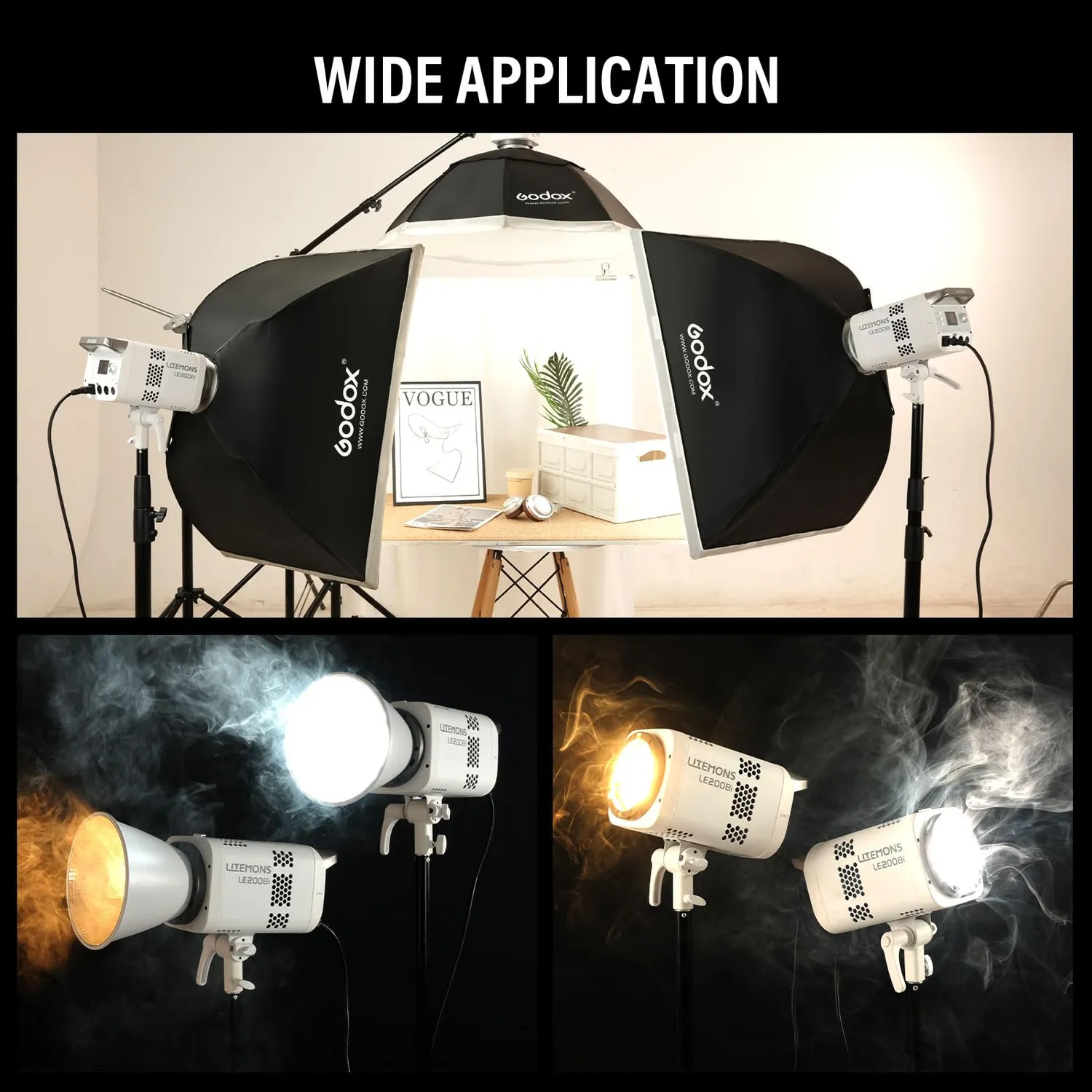 Godox Litemons LE200Bi luce LED continua kit 2 bianchi