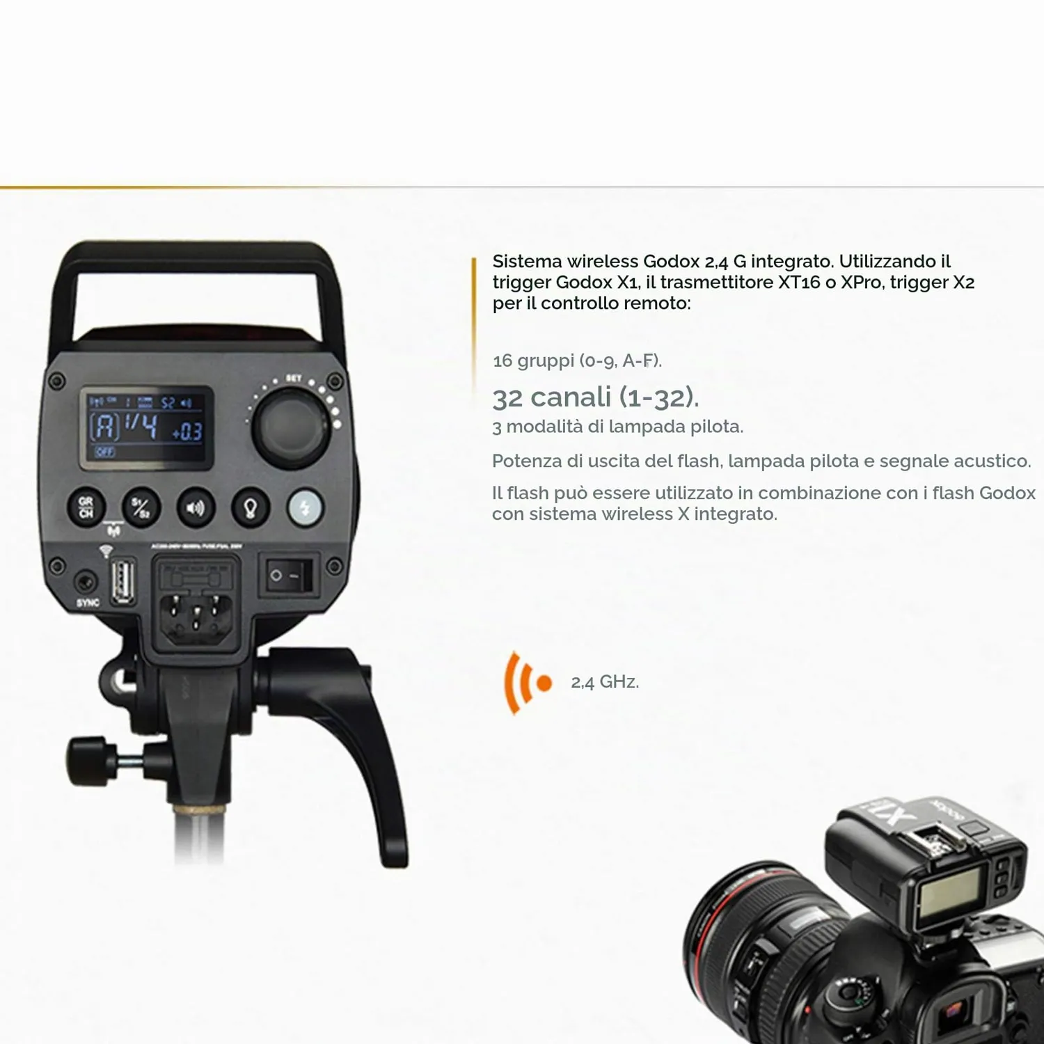 Godox MS300 flash da studio 300W attacco Bowens