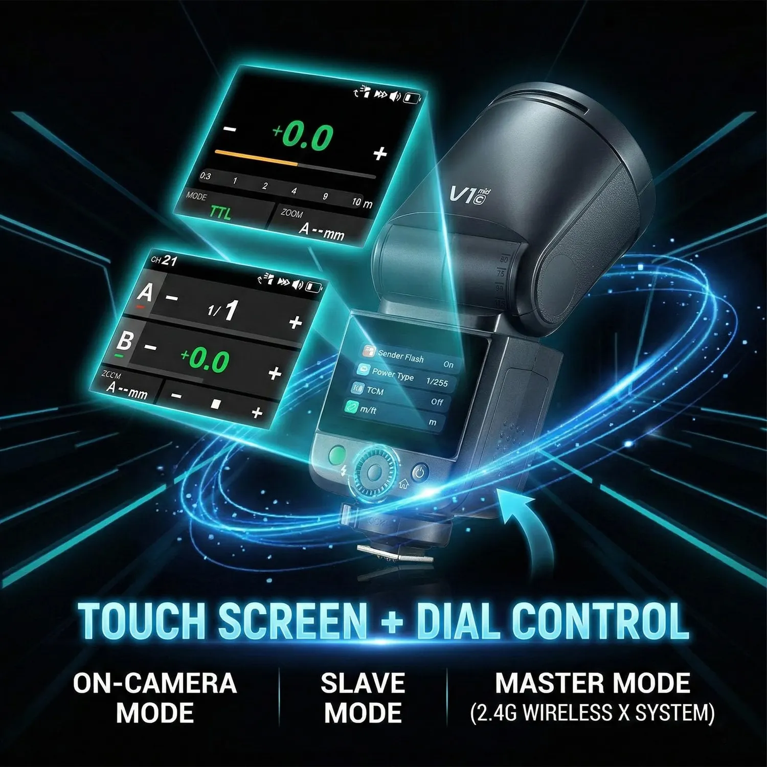 Godox V1 MID S flash TTL per Sony nero 55Ws