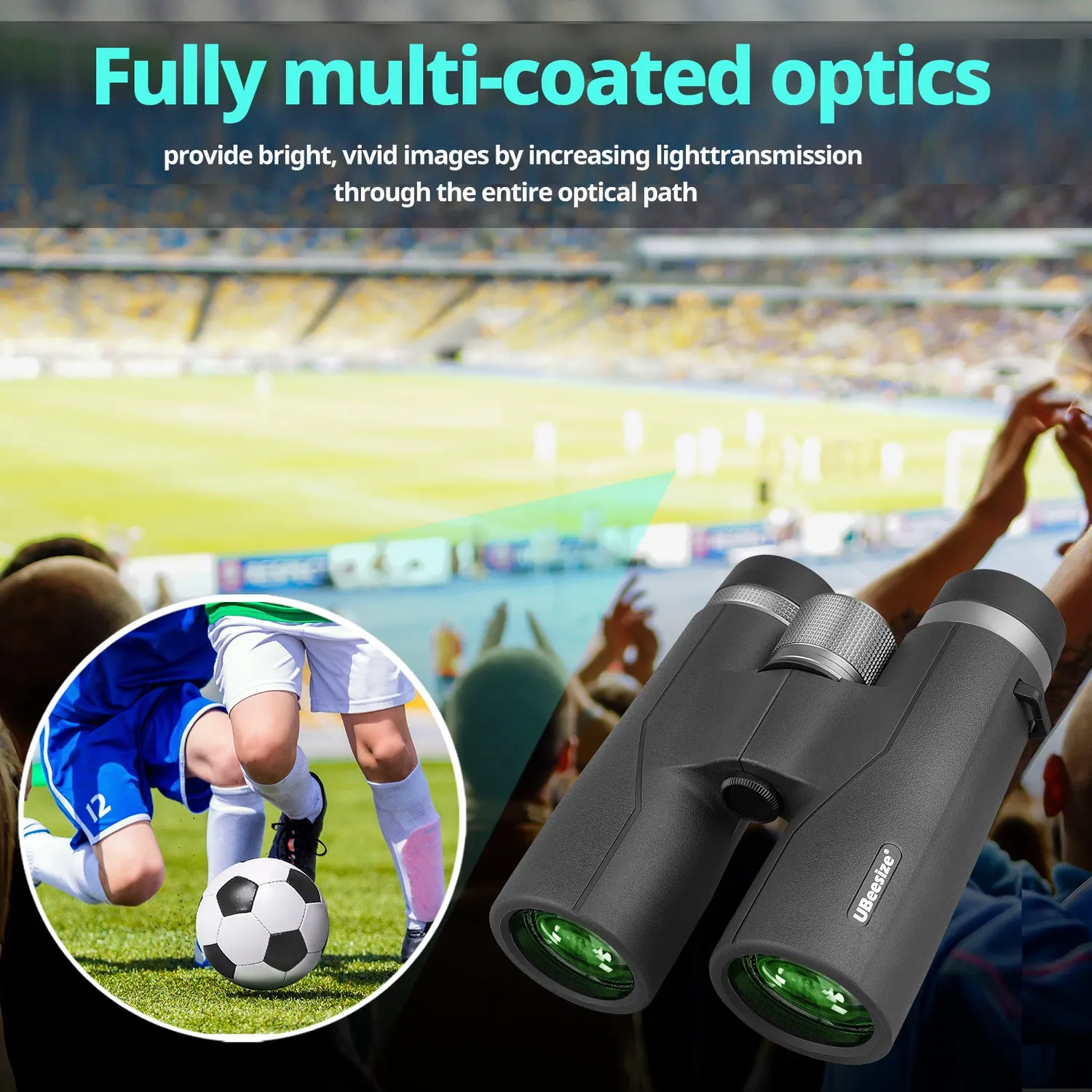 UBeesize 10x42 Binocolo 42mm Nero con prismi BaK-4