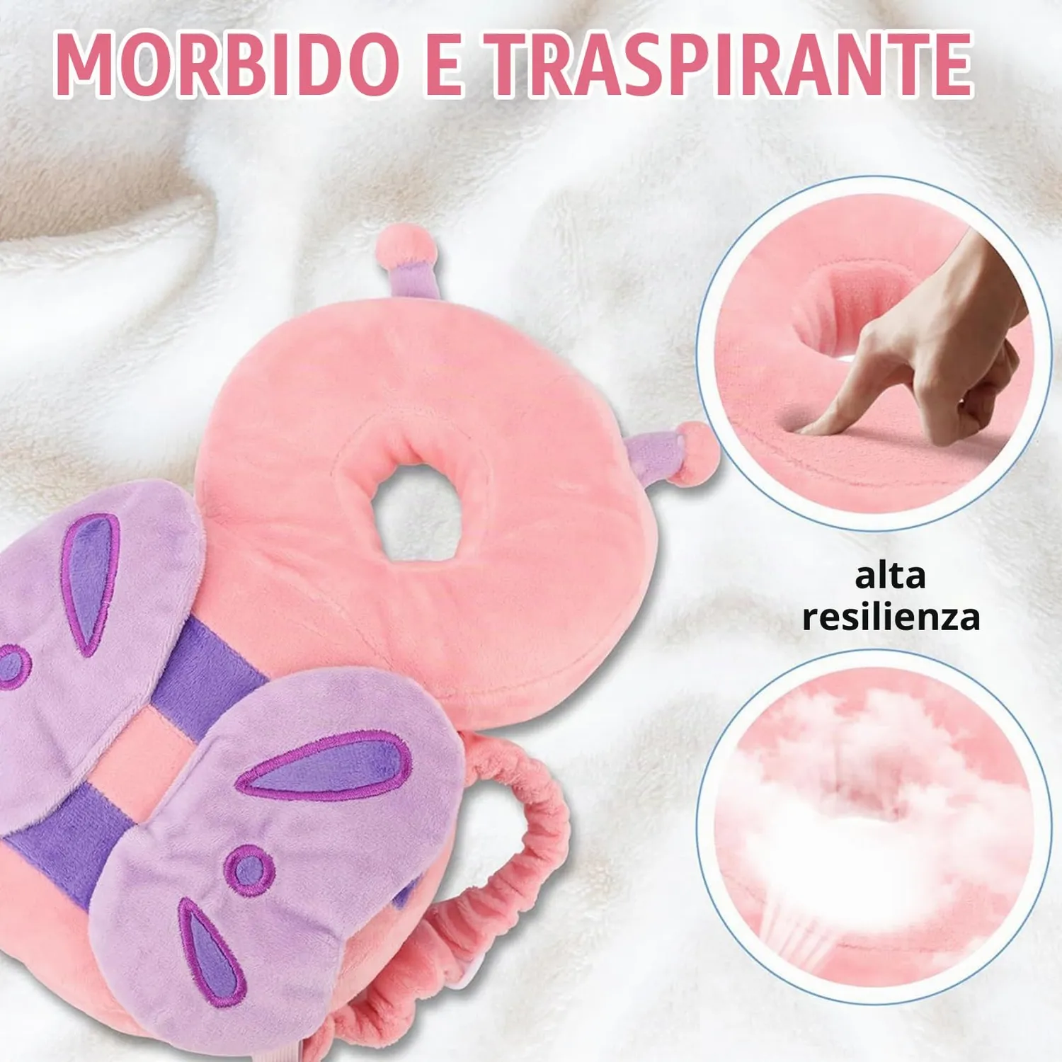 FGen Zaino Protezione Testa Bambino Farfalla 4-24 Mesi