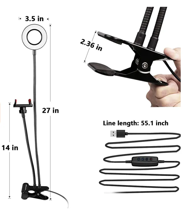 UBeesize selfie ring light clip 3 colori