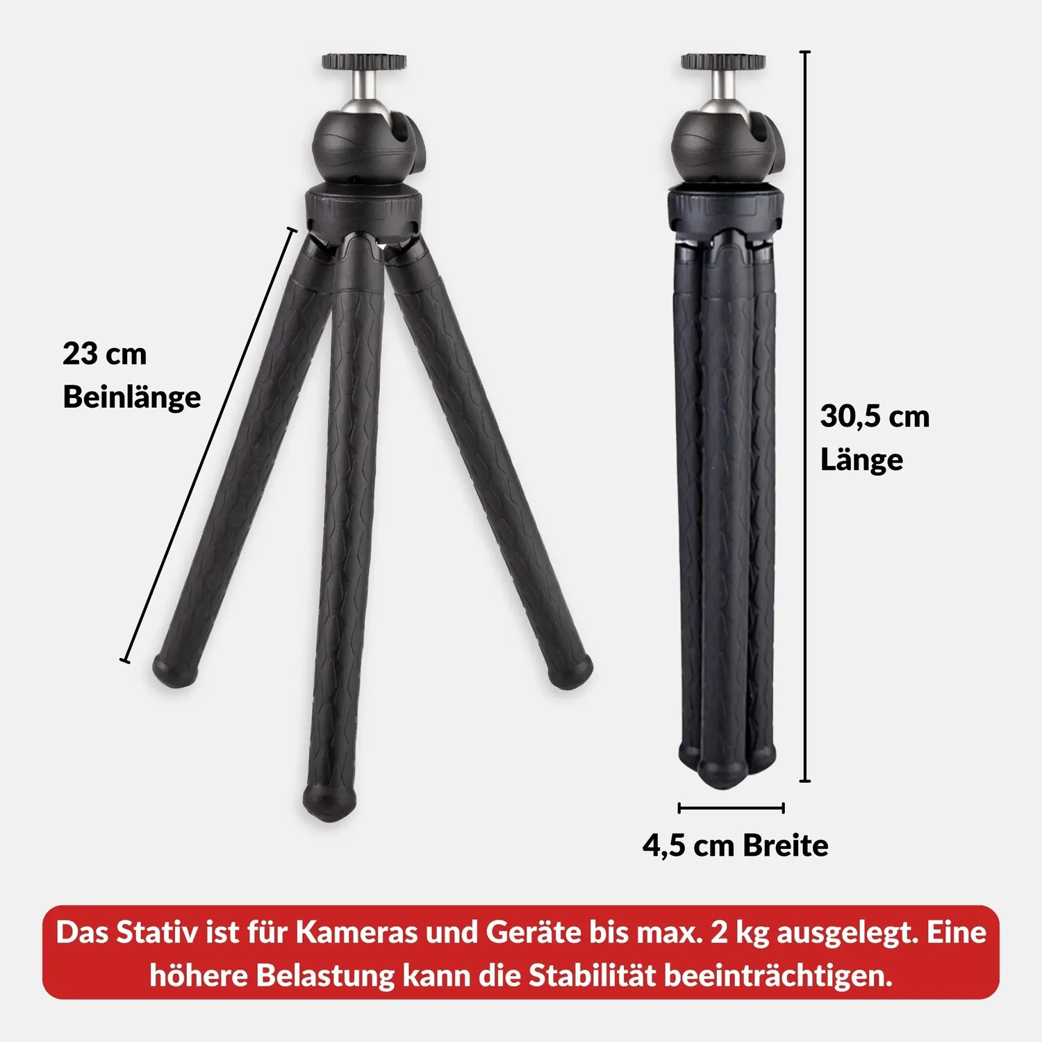LENS-AID treppiede flessibile con testa a sfera in alluminio