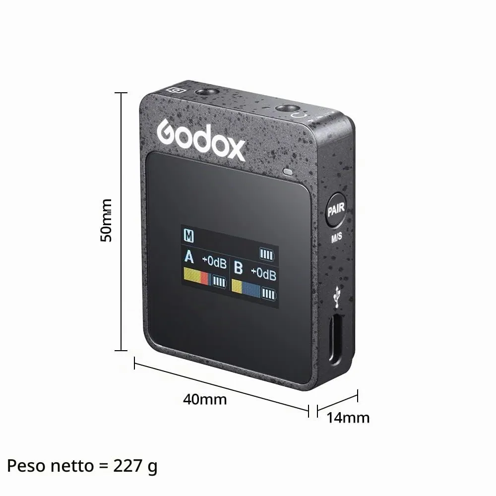 Godox MoveLink M2 II microfono wireless lavalier 2TX+1RX 100 m
